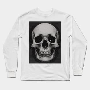 Monochrome Illustration of Skull Long Sleeve T-Shirt